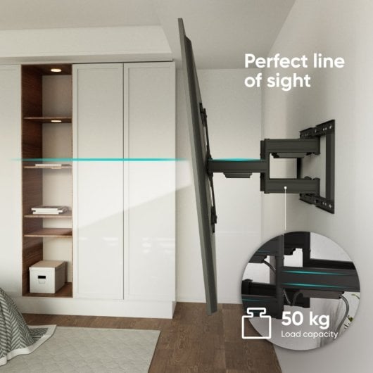 Onkron SM6L-B Soporte de Pared Giratorio e Inclinable para TV 32"-90" Hasta 50Kg VESA 600x400 Negro