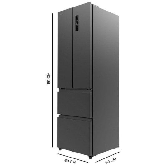 Frigorífico Cuatro Puertas Cecotec Bolero CoolMarket Combi F2D 400 Dark E Total No Frost 191cm 400L E Inox Oscuro