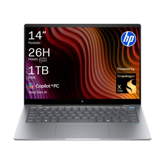 Portátil HP OmniBook X 14-fe0006ns QC Snapdragon X Elite 1E-78-100/16GB/1TB SSD/14" Táctil Windows 11