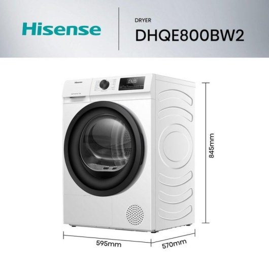 Secadora de bomba de calor Hisense DHQE800BW2 8kg Classe D AutoDry Allergy Care