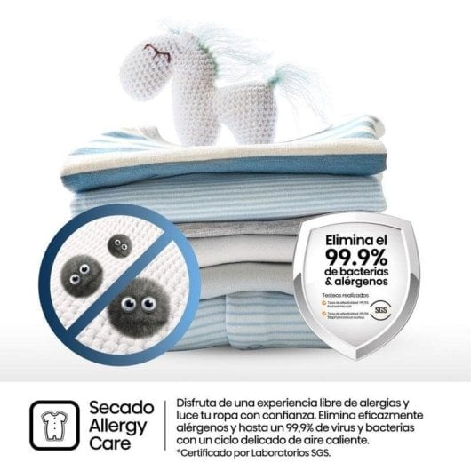 Secadora de bomba de calor Hisense DHQE800BW2 8kg Classe D AutoDry Allergy Care