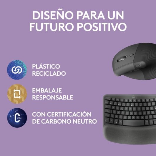 Logitech Pack Wave Keys Tastiera Bluetooth ergonomica + Mouse wireless verticale Logitech Lift