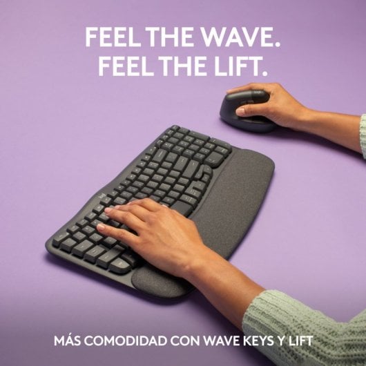 Logitech Pack Wave Keys Tastiera Bluetooth ergonomica + Mouse wireless verticale Logitech Lift
