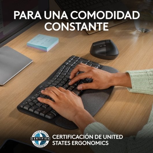 Logitech Pack Wave Keys Tastiera Bluetooth ergonomica + Mouse wireless verticale Logitech Lift
