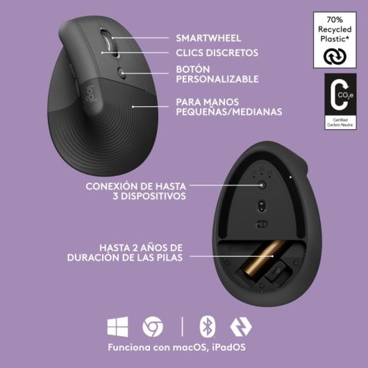Logitech Pack Wave Keys Tastiera Bluetooth ergonomica + Mouse wireless verticale Logitech Lift