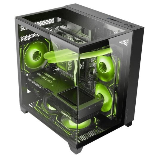 Mars Gaming MC-3CM Caixa Micro-ATX com Vidro Temperado Triplo e Duas Câmaras Preta