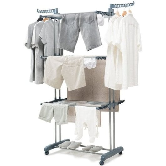 Corde à linge pliante verticale avec roulettes InnovaGoods Dolver 24 barres
