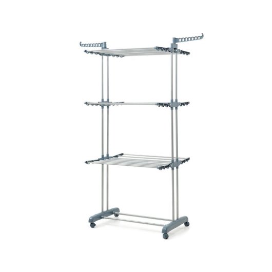 Corde à linge pliante verticale avec roulettes InnovaGoods Dolver 24 barres