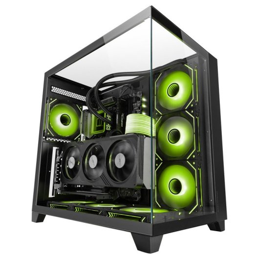 Mars Gaming Mc-3c Caja Atx Vista 3d Triple Cristal Templado Diseño Doble Cámara Lateral  Negro