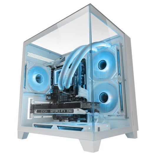 Mars Gaming MC-3CM Caixa Micro-ATX com Vidro Temperado Triplo e Duas Câmaras Branca