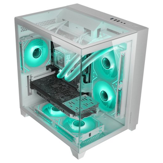 Mars Gaming MC-3CM Caixa Micro-ATX com Vidro Temperado Triplo e Duas Câmaras Branca