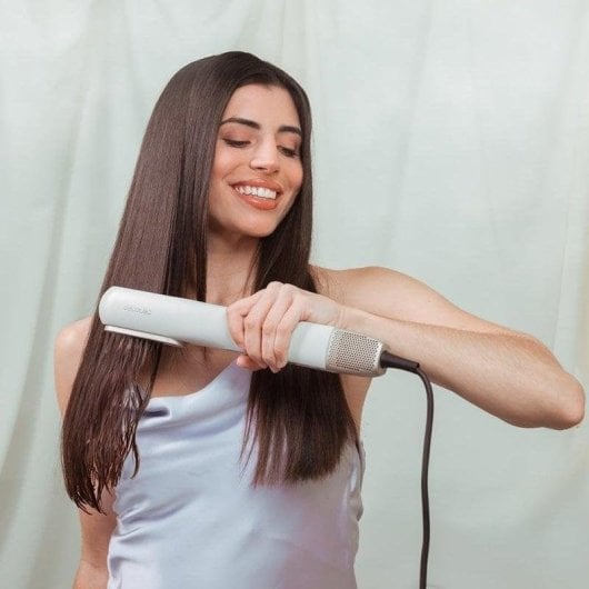 Prancha de Cabelo Cerâmica Queratina 2 em 1 Cecotec RitualCare Air Lisse 150ºC 3 Definições Iónica Desligar Automático Champagne