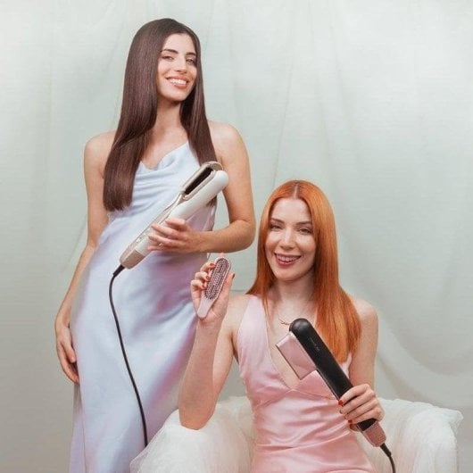 Prancha de Cabelo Cerâmica Queratina 2 em 1 Cecotec RitualCare Air Lisse 150ºC 3 Definições Iónica Desligar Automático Champagne