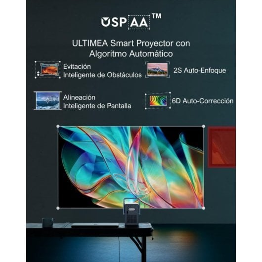 Ultimea Poseidon E40 Proyector Portátil FullHD 1080p Nativo Android TV 11.0 1000 ANSI Lúmenes