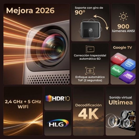 Proyector Ultimea Nova C40 FullHD 900 Lúmenes 120" LED LCD Smart TV Portátil