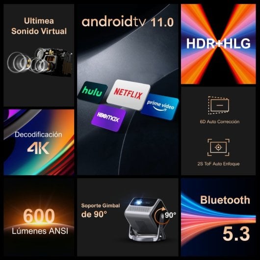 Ultimea Nova C40 4K-Projektor Android TV 11.0-Dekodierung mit Netflix 600 ANSI-Lumen