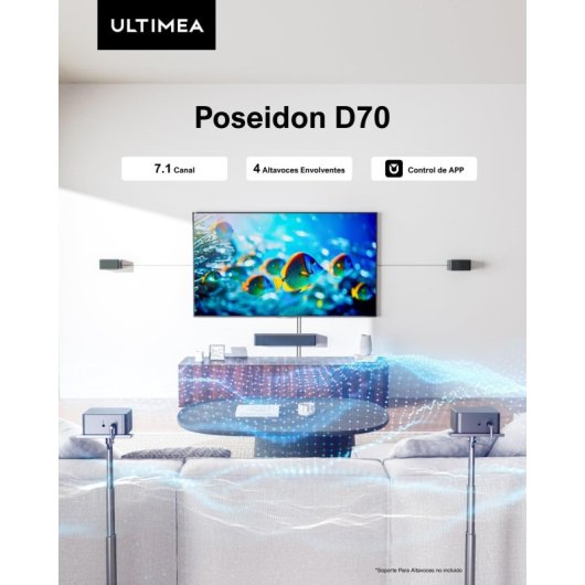 Ultimea Poseidon D70 Barra de Sonido 5.1 con Subwoofer y 4 Altavoces Envolventes 410W