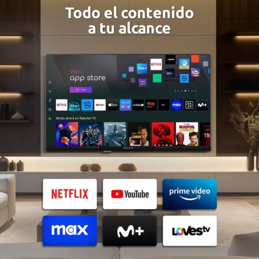 Téléviseur intelligent LED sans cadre HD Ready Nilait Prisma 32HD7004SPC 32" avec support central VIDAA