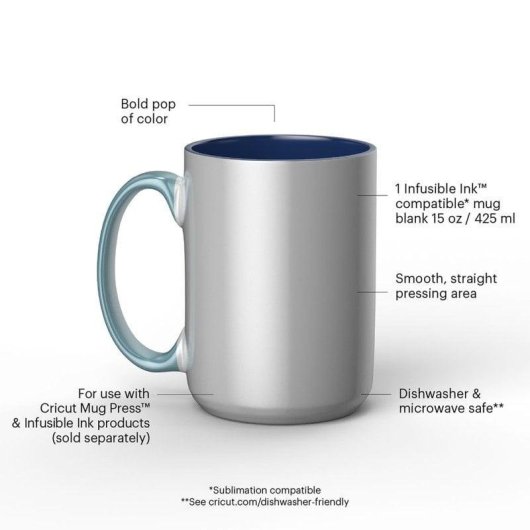 Tazza Cricut Beveled 425 ml Ceramica Personalizzabile Blu Oceano
