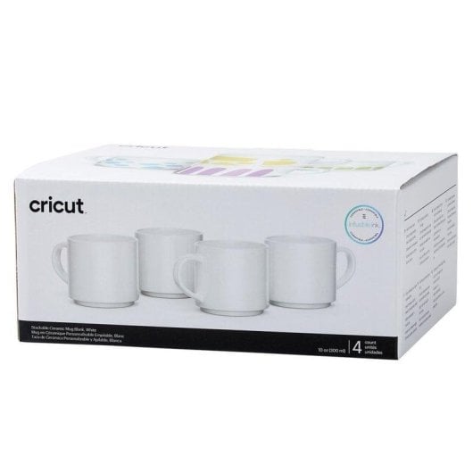 Caneca Cricut Stackable 300ml Cerâmica Branca Pack 4 Unidades