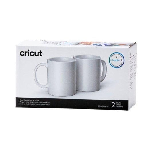 Tasse en céramique Cricut Blank 340ml blanche personnalisable lot de 2