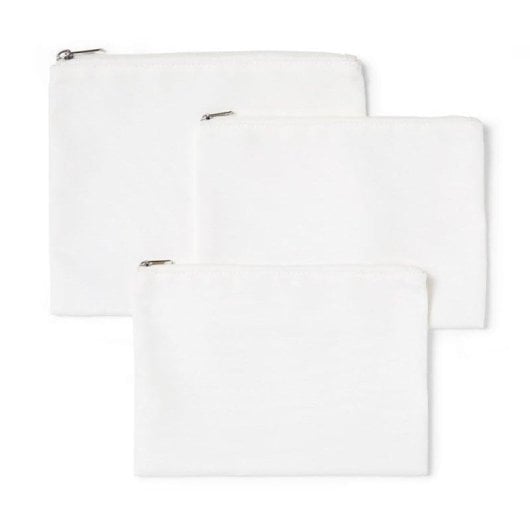 Bolsa de maquillaje Cricut Kit personalizable 3 unidades blanco lona