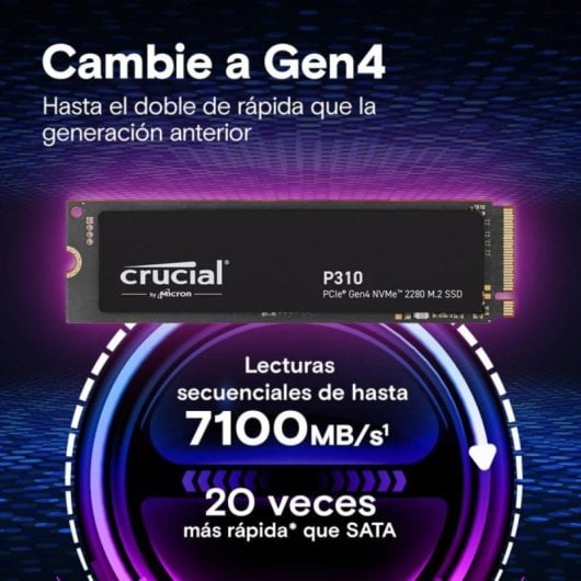 Disco Duro Crucial P310 1TB SSD M.2 NVMe PCIe Gen4 7100MB/s