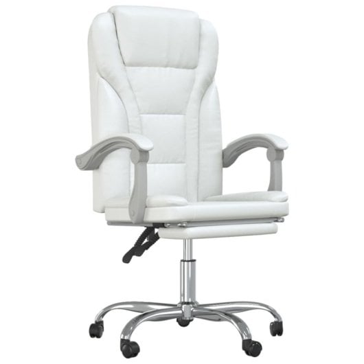 Vidaxl Pulsar Sedia da ufficio reclinabile con poggiapiedi bianca 112,5-122x63x56 cm