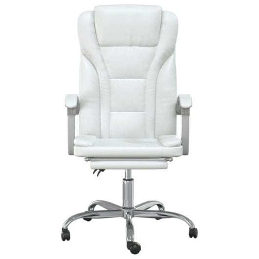 Vidaxl Pulsar Sedia da ufficio reclinabile con poggiapiedi bianca 112,5-122x63x56 cm