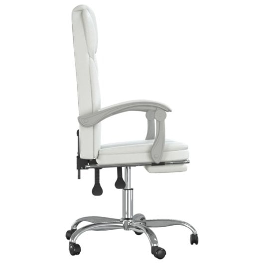 Vidaxl Pulsar Sedia da ufficio reclinabile con poggiapiedi bianca 112,5-122x63x56 cm