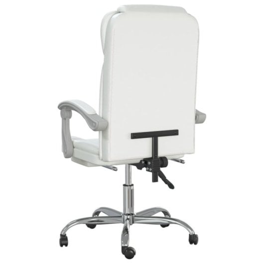 Vidaxl Pulsar Sedia da ufficio reclinabile con poggiapiedi bianca 112,5-122x63x56 cm