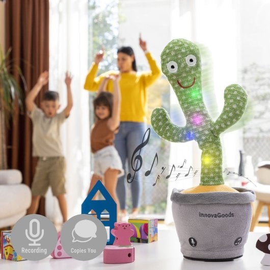 Innovagoods Cactus Bailarín Y Parlanchín Recargable Con Música Y Led Multicolor Cacxi