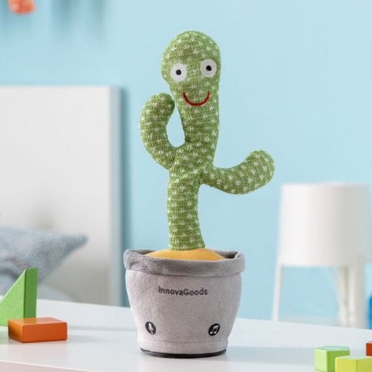 Innovagoods Cactus Bailarín Y Parlanchín Recargable Con Música Y Led Multicolor Cacxi
