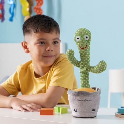 Innovagoods Cactus Bailarín Y Parlanchín Recargable Con Música Y Led Multicolor Cacxi