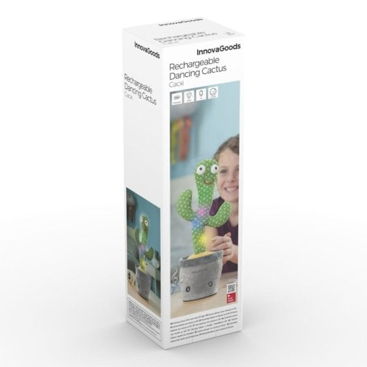 Innovagoods Cactus Bailarín Y Parlanchín Recargable Con Música Y Led Multicolor Cacxi