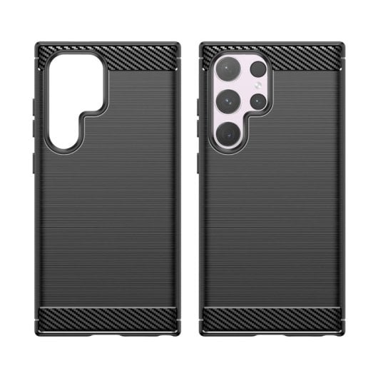 Max Power Digital Carbon Fiber Schutzhülle für Samsung Galaxy S24 Ultra, stoßfest, schwarzes Silikon, Handy