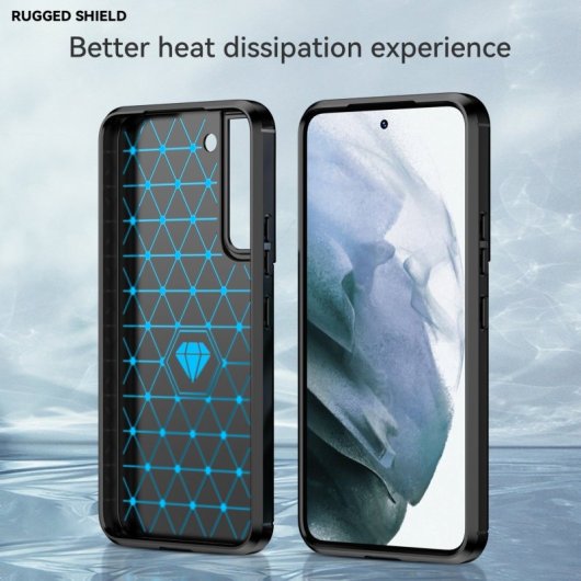 Max Power Digital Carbon Fiber Hülle für Samsung Galaxy S22 Stoßfestes schwarzes Silikon-Handy