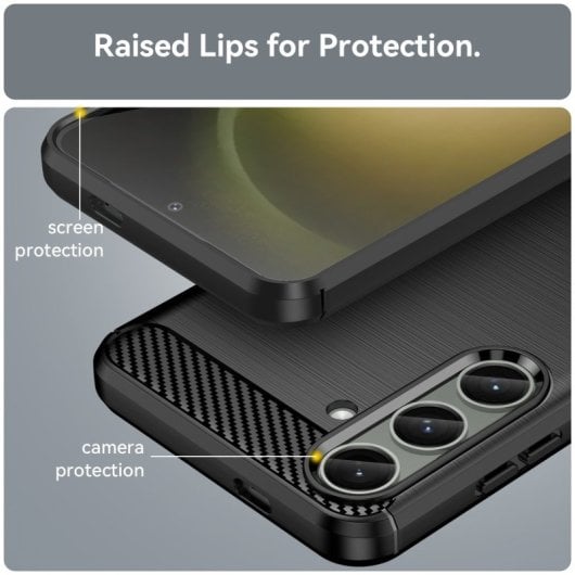 Max Power Digital Capa Anti-Choque de Silicone Fibra de Carbono Preta para Samsung Galaxy S24 Plus