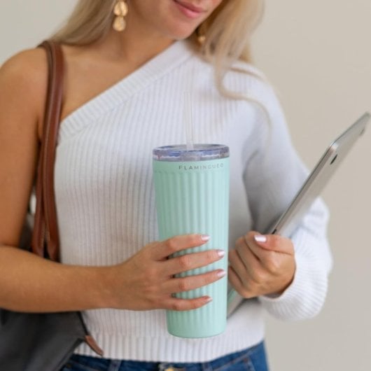 Flamingueo Gobelet Thermique Bleu Inox Boissons Froides 24h et Chaudes 10h Capacité 0,8l