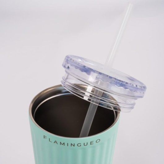 Flamingueo Gobelet Thermique Bleu Inox Boissons Froides 24h et Chaudes 10h Capacité 0,8l