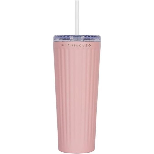 Flamingueo Gobelet Thermique Rose Inox Boissons Froides 24h et Chaudes 10h Capacité 0,8l