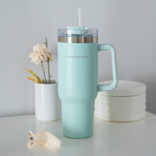 Flamingueo Vaso Térmico Azul Acero Inoxidable Bebidas Frías 24h Y Calientes 10h Capacidad 1.18l