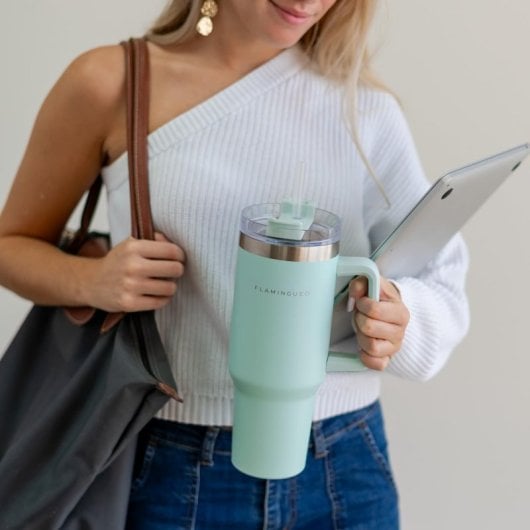 Flamingueo Vaso Térmico Azul Acero Inoxidable Bebidas Frías 24h Y Calientes 10h Capacidad 1.18l