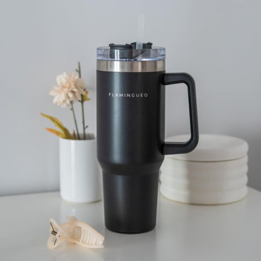 Flamingueo Vaso Térmico Negro Acero Inoxidable Bebidas Frías 24h Y Calientes 10h Capacidad 1.18l