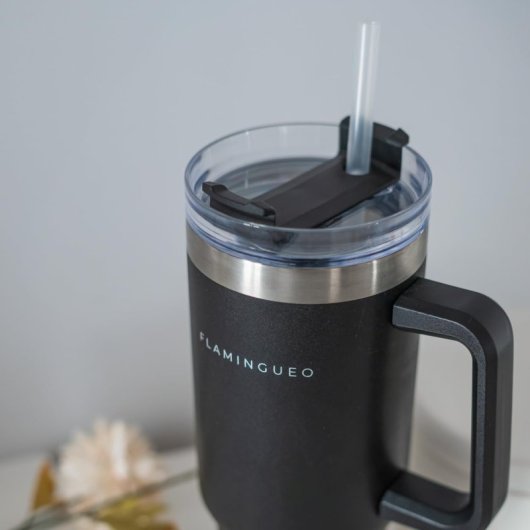 Flamingueo Vaso Térmico Negro Acero Inoxidable Bebidas Frías 24h Y Calientes 10h Capacidad 1.18l