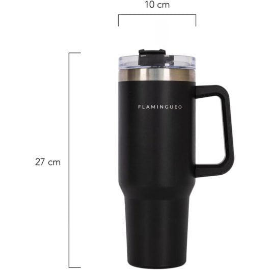 Flamingueo Vaso Térmico Negro Acero Inoxidable Bebidas Frías 24h Y Calientes 10h Capacidad 1.18l