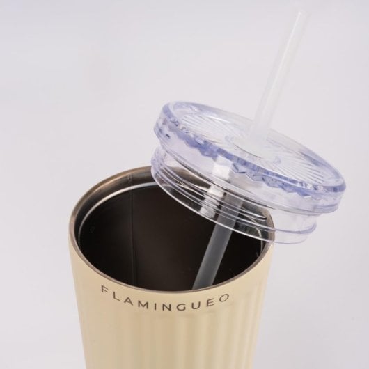 Flamingueo Vaso Térmico Beige Acero Inoxidable Bebidas Frías 24h Y Calientes 10h Capacidad 0.8l