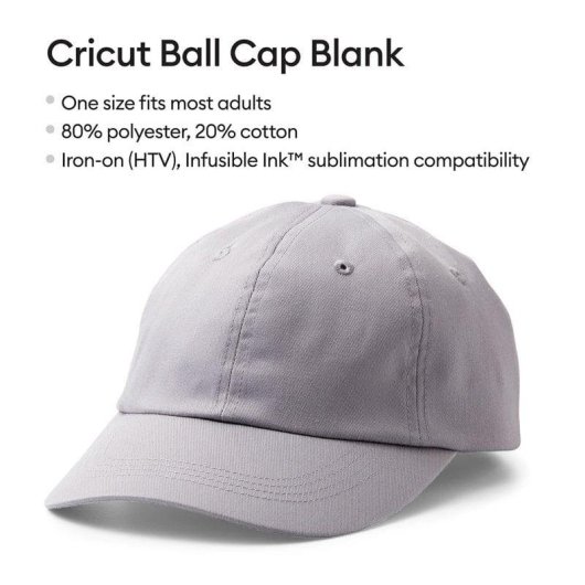 Baseball Cap Cricut Grau Unisex Einheitsgröße Polyester Baumwolle