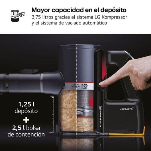 Aspirador sem Fio LG A9T-PRIME1C Kompressor 260W 60min Filtro HEPA Capacidade 1,05L Animais