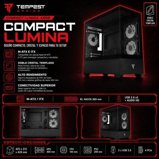 Tempest Compact Lumina ARGB M-ATX Negra